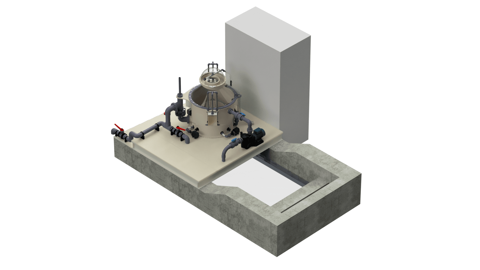 Rendu 3D d'un écumeur MAELSTRÖM M20 — conception bureau d'études